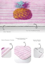 - PaspasTakimi-2li-Set102-Gorsel-3 - Realhomes  Pembe Düz Çizgili Ananas Motifli 2'li Kaymaz Tabanlı Banyo & Mutfak Paspas Takımı Realhomes