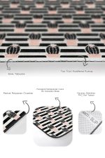 Siyah Beyaz Çizgili Kaktüs Motifli 2'li Kaymaz Tabanlı Banyo & Mutfak Paspas Takımı Realhomes