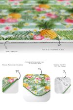 - PaspasTakimi-2li-Set105-Gorsel-3 - Realhomes  Yeşil Çizgili Ananas Flamingo Tasarımlı 2'li Kaymaz Tabanlı Banyo & Mutfak Paspas Takımı Realhomes