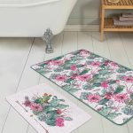 Siyah Beyaz Ogea Motifli Dijital Baskılı 2'li Kaymaz Tabanlı Banyo & Mutfak Paspas Takımı Realhomes