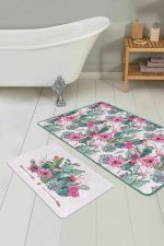 Kaktüs Özel Tasarım Dijital Baskılı 2'li Kaymaz Tabanlı Banyo & Mutfak Paspas Takımı Realhomes