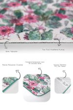 Kaktüs Özel Tasarım Dijital Baskılı 2'li Kaymaz Tabanlı Banyo & Mutfak Paspas Takımı Realhomes