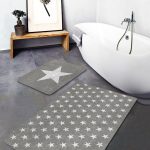 Siyah Fırça İzleri Kalp Detaylı 2'li Kaymaz Tabanlı Banyo & Mutfak Paspas Takımı Realhomes