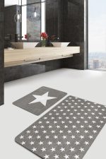 - PaspasTakimi-2li-Set11-Gorsel-2 - Realhomes  Gri Zemin Yıldız Temalı Özel Tasarım 2'li Kaymaz Tabanlı Banyo & Mutfak Paspas Takımı Realhomes