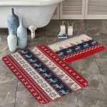 Siyah Beyaz Çizgili Kaktüs Motifli 2'li Kaymaz Tabanlı Banyo & Mutfak Paspas Takımı Realhomes