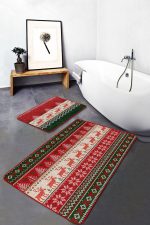 - PaspasTakimi-2li-Set111-Gorsel - Realhomes Geyik Motifli Yılbaşı Temalı Dijital Baskılı 2'li Kaymaz Tabanlı Banyo & Mutfak Paspas Takımı Realhomes