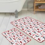 Tropik Yapraklar Özel Tasarım 2'li Kaymaz Tabanlı Banyo & Mutfak Paspas Takımı Realhomes