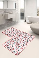 - PaspasTakimi-2li-Set112-Gorsel-2 - Realhomes  Mery Christmas Tasarımlı Dijital Baskılı 2'li Kaymaz Tabanlı Banyo & Mutfak Paspas Takımı Realhomes