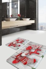 - PaspasTakimi-2li-Set117-Gorsel-1 - Realhomes  Love Tasarımlı Yılbaşı Temalı Özel Tasarım 2'li Kaymaz Tabanlı Banyo & Mutfak Paspas Takımı Realhomes