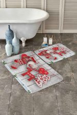 - PaspasTakimi-2li-Set117-Gorsel - Realhomes  Love Tasarımlı Yılbaşı Temalı Özel Tasarım 2'li Kaymaz Tabanlı Banyo & Mutfak Paspas Takımı Realhomes