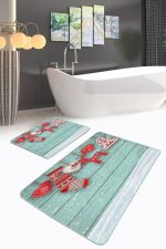 - PaspasTakimi-2li-Set118-Gorsel-2 - Realhomes  Yılbaşı Temalı Özel Tasarımlı Dijital Baskılı 2'li Kaymaz Tabanlı Banyo & Mutfak Paspas Takımı Realhomes