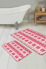 - PaspasTakimi-2li-Set122-Gorsel - Realhomes  Mery Christmas Temalı Özel Tasarım 2'li Kaymaz Tabanlı Banyo & Mutfak Paspas Takımı Realhomes