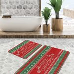 Çizgili Zemin Çapa Temalı Dijital Baskılı 2'li Kaymaz Tabanlı Banyo & Mutfak Paspas Takımı Realhomes