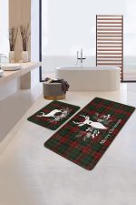 - PaspasTakimi-2li-Set127-Gorsel-2 - Realhomes Mery Christmas Temalı Geyik Tasarımlı Dijital Baskılı 2'li Kaymaz Tabanlı Banyo & Mutfak Paspas Takımı Realhomes