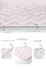 Geometrik Pembe Zigzag Motifli 2'li Kaymaz Tabanlı Banyo & Mutfak Paspas Takımı Realhomes