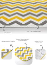 Sarı Gri Zigzag Tasarımlı Flamingo Motifli 2'li Kaymaz Tabanlı Banyo & Mutfak Paspas Takımı Realhomes