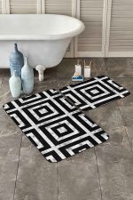 - PaspasTakimi-2li-Set132-Gorsel-2 - Realhomes  Mermer Zemin Kare Motifli Dijital Baskılı 2'li Kaymaz Tabanlı Banyo & Mutfak Paspas Takımı Realhomes