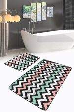 - PaspasTakimi-2li-Set135-Gorsel - Realhomes  Soft Renkli Zigzag Tasarımlı Dijital Baskılı 2'li Kaymaz Tabanlı Banyo & Mutfak Paspas Takımı Realhomes