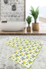 - PaspasTakimi-2li-Set136-Gorsel-1 - Realhomes  Limon Salkımları Dijital Baskılı Özel Tasarım 2'li Kaymaz Tabanlı Banyo & Mutfak Paspas Takımı Realhomes