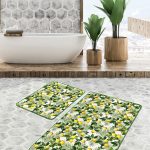 Lacivert Zemin Denizci Temalı Dijital Baskılı 2'li Kaymaz Tabanlı Banyo & Mutfak Paspas Takımı Realhomes