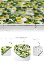 - PaspasTakimi-2li-Set137-Gorsel-3 - Realhomes  Yeşil Yapraklar Limon Desenli Özel Tasarım 2'li Kaymaz Tabanlı Banyo & Mutfak Paspas Takımı Realhomes