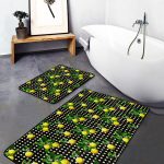 Lacivert Gül Tasarımlı Dijital Baskılı 2'li Kaymaz Tabanlı Banyo & Mutfak Paspas Takımı Realhomes