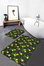 - PaspasTakimi-2li-Set138-Gorsel - Realhomes  Kare Puantiye Zeminli Limon Dijital Baskılı 2'li Kaymaz Tabanlı Banyo & Mutfak Paspas Takımı Realhomes