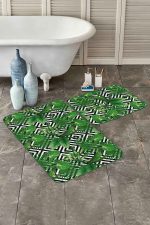 - PaspasTakimi-2li-Set141-Gorsel - Realhomes  Geometrik Şekilli Zemin 3D Tropik Yaprak Motifli 2'li Kaymaz Tabanlı Banyo & Mutfak Paspas Takımı Realhomes