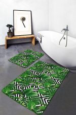 - PaspasTakimi-2li-Set141-Gorsel-2 - Realhomes  Geometrik Şekilli Zemin 3D Tropik Yaprak Motifli 2'li Kaymaz Tabanlı Banyo & Mutfak Paspas Takımı Realhomes