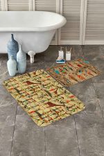 - PaspasTakimi-2li-Set151-Gorsel - Realhomes  Etnik Afrika Figürlü Dijital Baskılı 2'li Kaymaz Tabanlı Banyo & Mutfak Paspas Takımı Realhomes