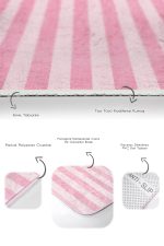 - PaspasTakimi-2li-Set153-Gorsel-3 - Realhomes  Pembe Çizgili Ananas Motifli 2'li Kaymaz Tabanlı Banyo & Mutfak Paspas Takımı Realhomes