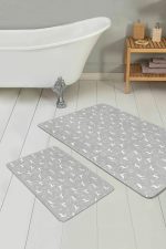 - PaspasTakimi-2li-Set155-Gorsel-2 - Realhomes Gri Zemin Geyik Desenli Özel Tasarım 2'li Kaymaz Tabanlı Banyo & Mutfak Paspas Takımı Realhomes