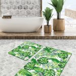 Beyaz Zemin Renkli Deniz Tasarımları Dijital Baskılı 2'li Kaymaz Tabanlı Banyo & Mutfak Paspas Takımı Realhomes