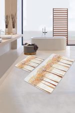 - PaspasTakimi-2li-Set158-Gorsel-1 - Realhomes  Sonbahar Temalı Turuncu Kavak Ağaçları 2'li Kaymaz Tabanlı Banyo & Mutfak Paspas Takımı Realhomes