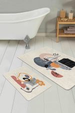 - PaspasTakimi-2li-Set166-Gorsel - Realhomes  Soyut Tasarımlı Dijital Baskılı 2'li Kaymaz Tabanlı Banyo & Mutfak Paspas Takımı Realhomes