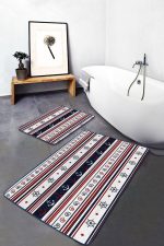 - PaspasTakimi-2li-Set167-Gorsel - Realhomes  Lacivert Bordo Denizci Temalı Dijital Baskılı 2'li Kaymaz Tabanlı Banyo & Mutfak Paspas Takımı Realhomes