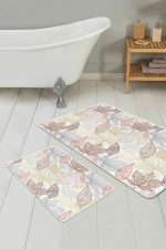 - PaspasTakimi-2li-Set168-Gorsel - Realhomes Kurumu Renkli Sonbahar Yaprakları Özel Tasarım 2'li Kaymaz Tabanlı Banyo & Mutfak Paspas Takımı Realhomes