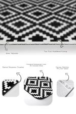 - PaspasTakimi-2li-Set17-Gorsel-3 - Realhomes  Siyah Beyaz Mozaik Desenli Dijital Baskılı 2'li Kaymaz Tabanlı Banyo & Mutfak Paspas Takımı Realhomes