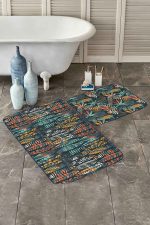 - PaspasTakimi-2li-Set179-Gorsel-2 - Realhomes  Renkli Uzun Tropik Yaprak Dijital Baskılı 2'li Kaymaz Tabanlı Banyo & Mutfak Paspas Takımı Realhomes