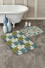 - PaspasTakimi-2li-Set181-Gorsel - Realhomes  Tropik Yaprak Dijital Baskılı Özel Tasarım 2'li Kaymaz Tabanlı Banyo & Mutfak Paspas Takımı Realhomes