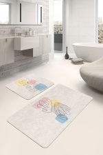 - PaspasTakimi-2li-Set184-Gorsel - Realhomes  Onedraw Motifli Dijital Baskılı Özel Tasarım 2'li Kaymaz Tabanlı Banyo & Mutfak Paspas Takımı Realhomes