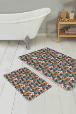 - PaspasTakimi-2li-Set186-Gorsel-1 - Realhomes Rengarenk Papatya Çiçekleri Özel Tasarımlı 2'li Kaymaz Tabanlı Banyo & Mutfak Paspas Takımı Realhomes