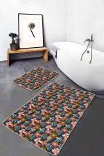 - PaspasTakimi-2li-Set186-Gorsel - Realhomes Rengarenk Papatya Çiçekleri Özel Tasarımlı 2'li Kaymaz Tabanlı Banyo & Mutfak Paspas Takımı Realhomes