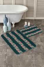 - PaspasTakimi-2li-Set187-Gorsel-1 - Realhomes  Yeşil Zemin Tropik Çiçek Motifli 2'li Kaymaz Tabanlı Banyo & Mutfak Paspas Takımı Realhomes