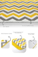 Sarı Gri Geometrik Zigzag Motifli 2'li Kaymaz Tabanlı Banyo & Mutfak Paspas Takımı Realhomes