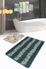 - PaspasTakimi-2li-Set190-Gorsel-1 - Realhomes  Rengarenk Zemin Üzerinde Çiçek Desenli 2'li Kaymaz Tabanlı Banyo & Mutfak Paspas Takımı Realhomes