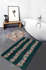 - PaspasTakimi-2li-Set190-Gorsel - Realhomes  Rengarenk Zemin Üzerinde Çiçek Desenli 2'li Kaymaz Tabanlı Banyo & Mutfak Paspas Takımı Realhomes