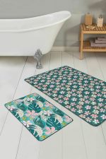 - PaspasTakimi-2li-Set192-Gorsel-1 - Realhomes  Renkli Zemin Yaprak Motifli Dijital Baskılı 2'li Kaymaz Tabanlı Banyo & Mutfak Paspas Takımı Realhomes