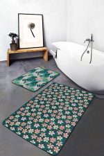 - PaspasTakimi-2li-Set192-Gorsel-2 - Realhomes  Renkli Zemin Yaprak Motifli Dijital Baskılı 2'li Kaymaz Tabanlı Banyo & Mutfak Paspas Takımı Realhomes