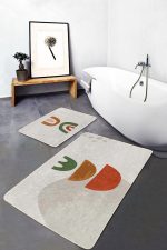 - PaspasTakimi-2li-Set196-Gorsel - Realhomes  Pastel Renkli Zemin Onedraw Motifli Dijital Baskılı 2'li Kaymaz Tabanlı Banyo & Mutfak Paspas Takımı Realhomes